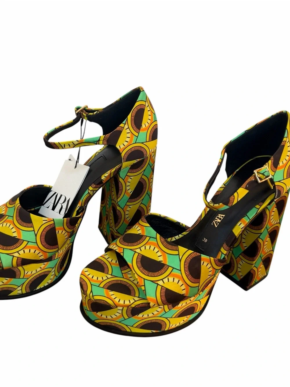 ZARA 70’s Retro Hippie Afrocentric Inspired Dopamine Chunky Platform Sandals Sz8